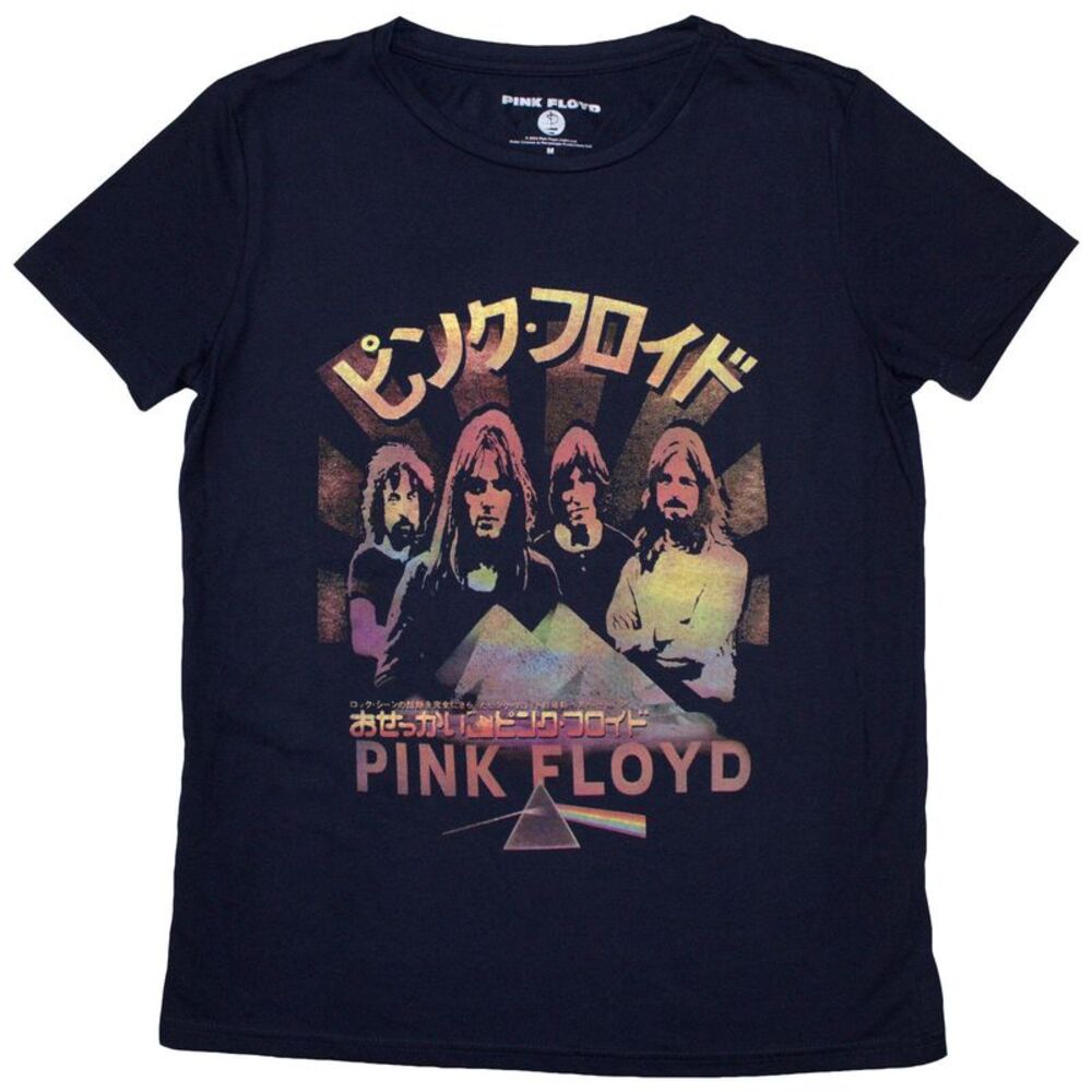 Pink Floyd Womens/Ladies Japan Poster T-Shirt / Navy Blue